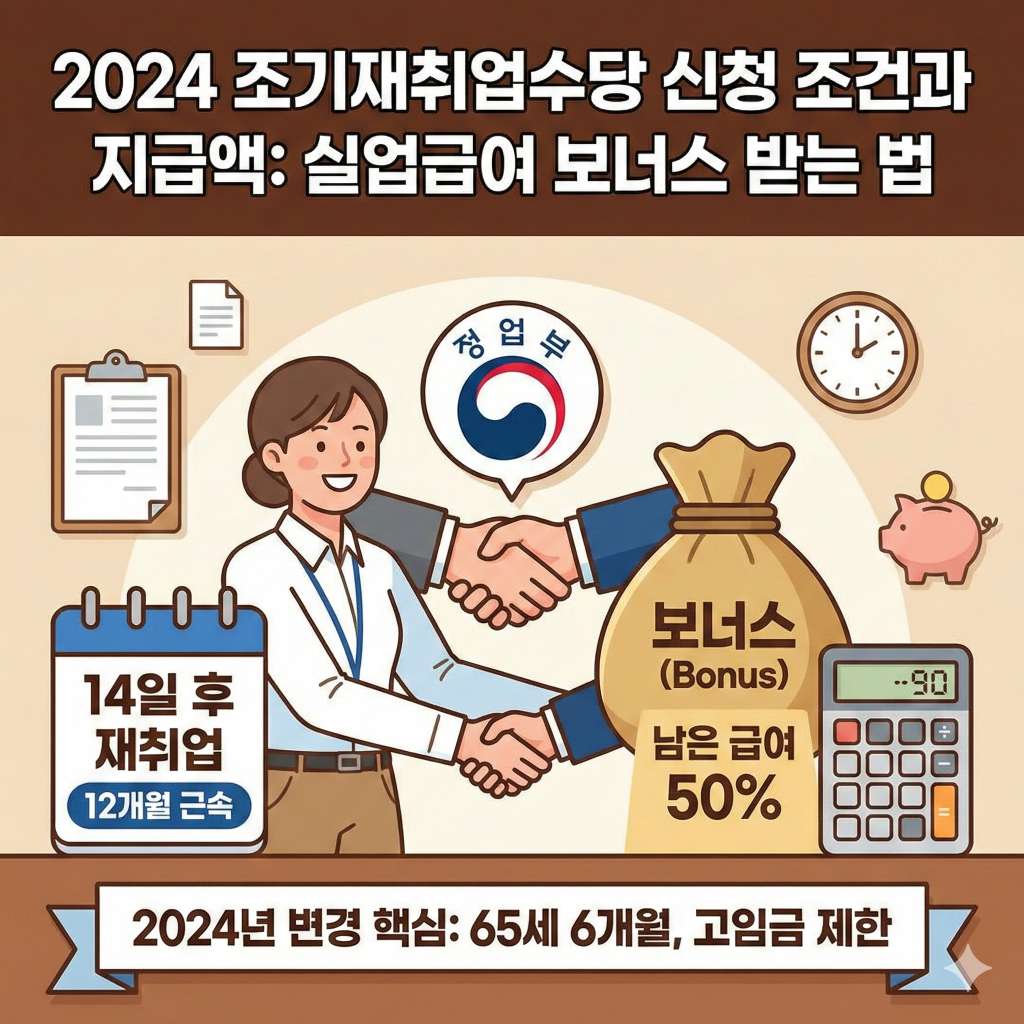 2024 조기재취업수당 신청 조건과 지급액