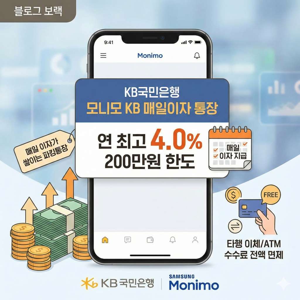 KB국민은행 모니모 KB 매일이자 통장 파킹통장 개설방법