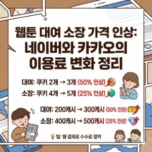 웹툰 대여 소장 가격 인상