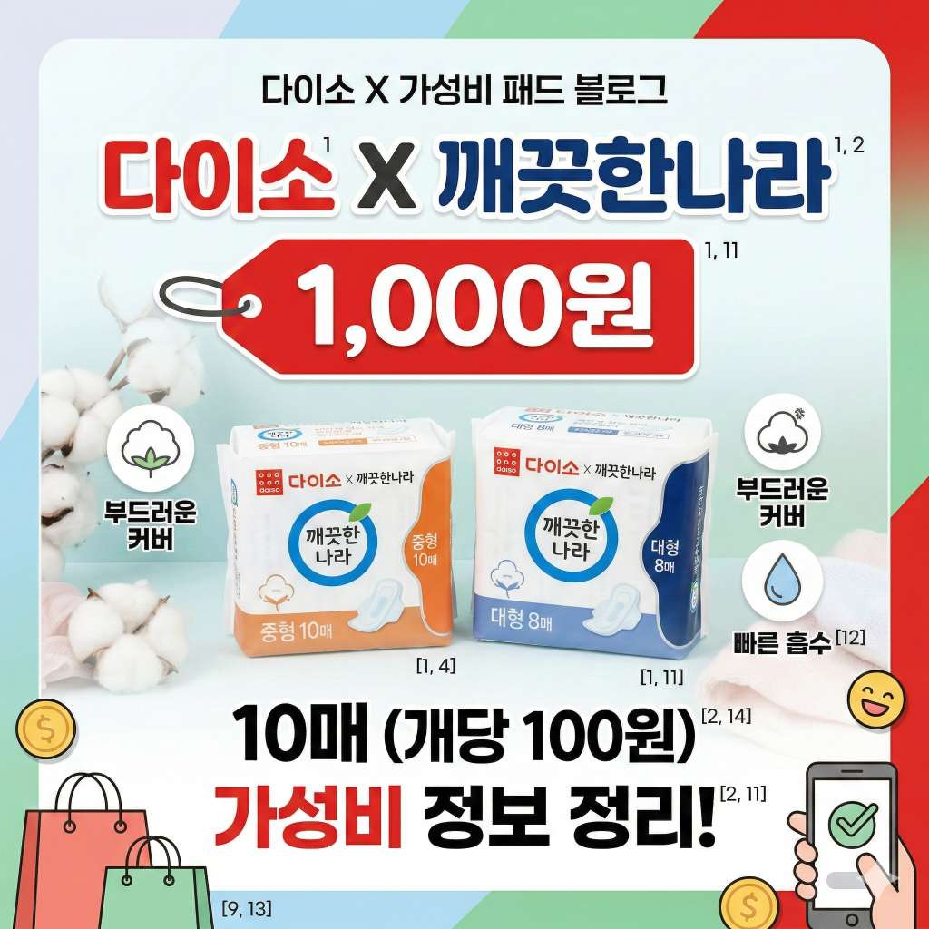 다이소 깨끗한나라 생리대 출시